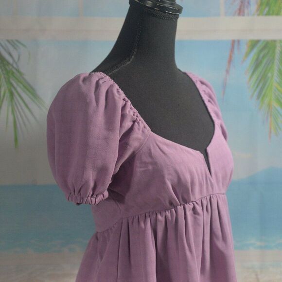 honey & sparkle Lavender Puff Sleeve Smocked Back Top Size Small - Picture 3 of 7